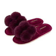 Load image into Gallery viewer, Pom Pom Slippers - Cosy Luxe - Mulberry
