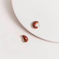 Enamel Droplet Earrings in Brown
