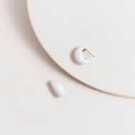 Enamel Droplet Earrings in White