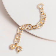 Gold Anchor Chain and Ball Charm Bracelet