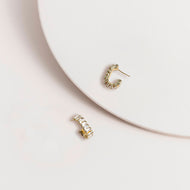 Gold Baguette Gem Hoop Earrings