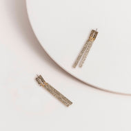 Gold Beaten Double Stick Drop Earrings