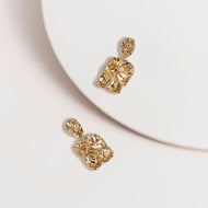 Gold Crinkle Statement Post Earrings