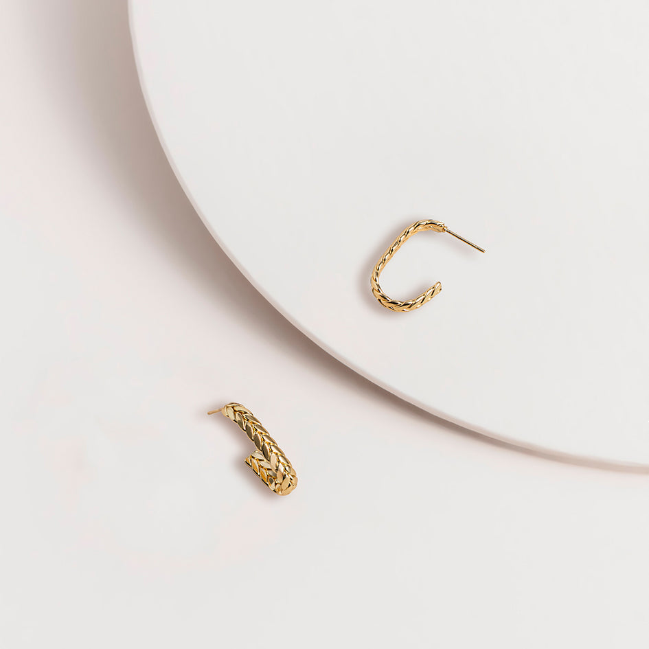 Gold Plait Hoop Earrings