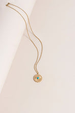 Load image into Gallery viewer, Gold and Turquoise Sunburst Pendant

