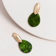 Green Acetate Teardrop Earrings