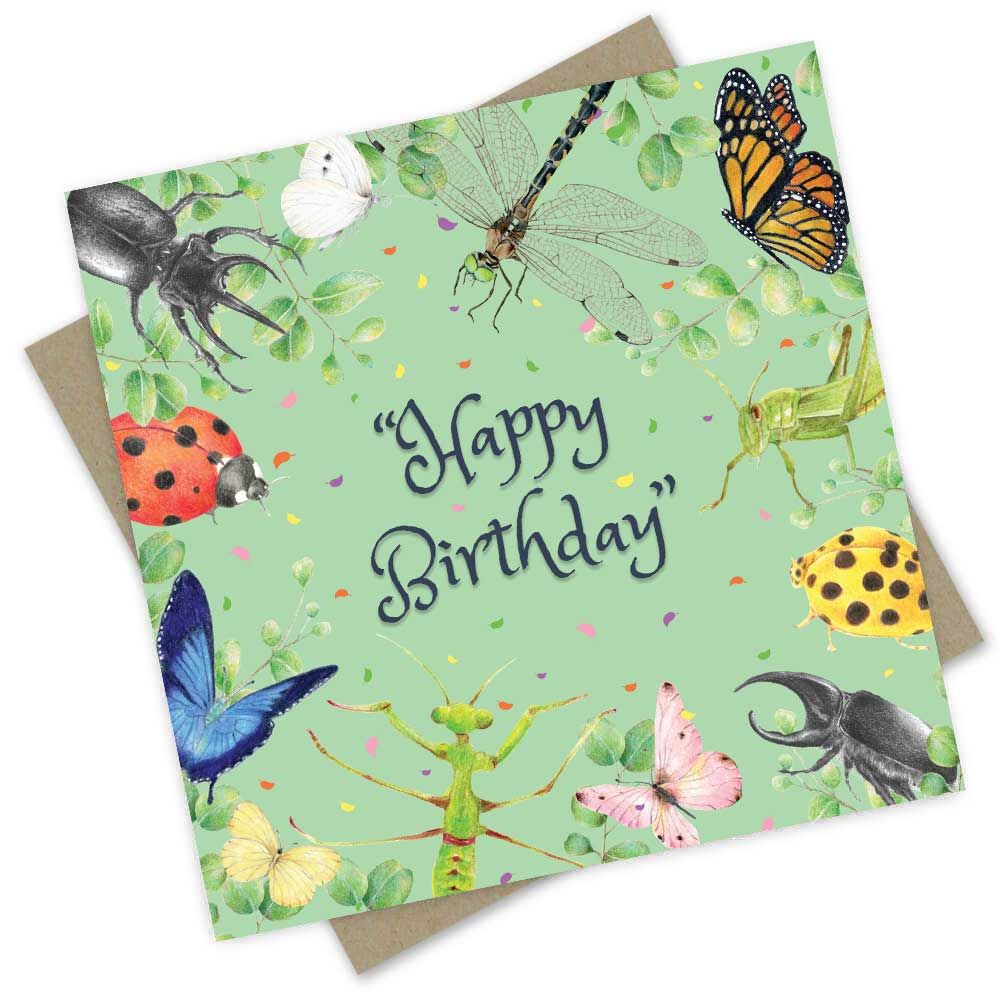 PopcornBlue - Happy Birthday Bugs Card
