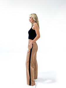Coffee And Black Stripe Track Pant