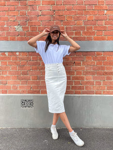 White Cotton Drill Skirt