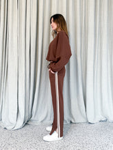 Load image into Gallery viewer, Chocolate Track Pants Side Stripe
