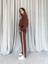Load image into Gallery viewer, Chocolate Track Pants Side Stripe
