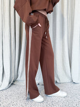 Load image into Gallery viewer, Chocolate Track Pants Side Stripe
