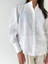 Load image into Gallery viewer, Linen Peasant Sleeve Blouse - White
