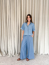 Load image into Gallery viewer, Denim Wash Wide Leg Pants
