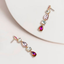 Load image into Gallery viewer, Long Jewel Drop Earrings in Fuchsia
