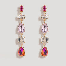 Load image into Gallery viewer, Long Jewel Drop Earrings in Fuchsia

