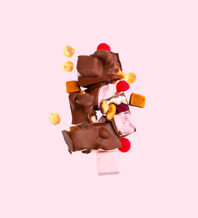 Hazelnut, Raspberry, Marshmallow & Caramel Fudge Rocky Road - Freckleberry