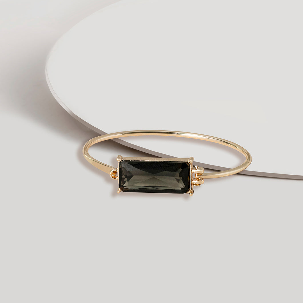 Modern Glass Hinge Bangle in Black