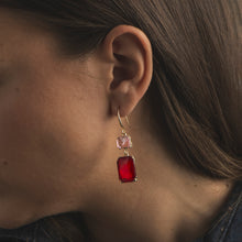 Load image into Gallery viewer, Red Glass Gem Drop Hook Earrings
