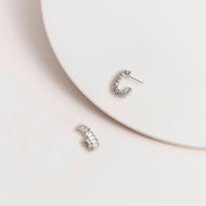 Silver Baguette Gem Hoop Earrings