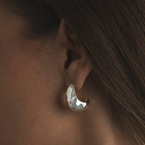 Silver Hammered Droplet Earrings