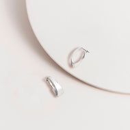Silver Curved Lever Back Hoop Earrings