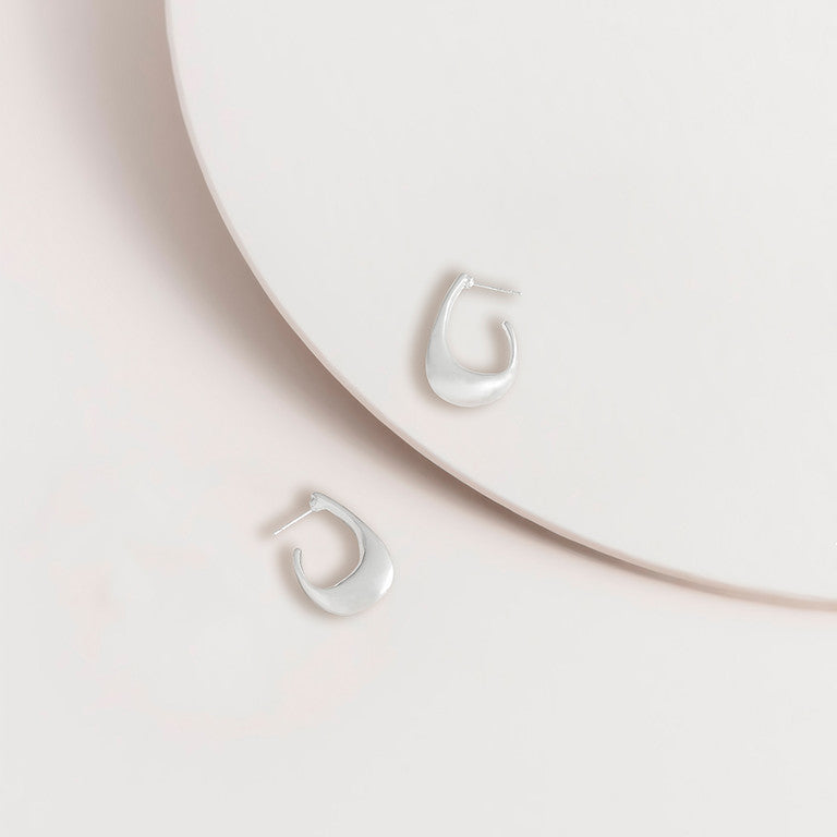 Sculptural Hoop Earrings - Silver