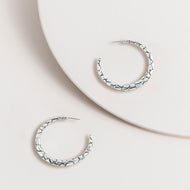 Silver Snake Hoop Earrings