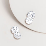 Silver Wavy Disk Post Earrings