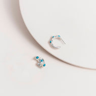 Silver and Turquoise Hoop Earrings
