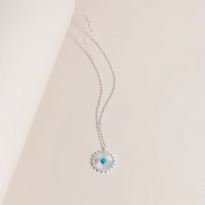 Silver and Turquoise Sunburst Pendant