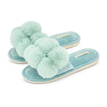 Load image into Gallery viewer, Pom Pom Slippers - Cosy Luxe - Mist Green
