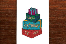 Load image into Gallery viewer, Stack of Gifts  Birthday Card - THE NONSENSE MAKER
