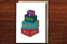 Load image into Gallery viewer, Stack of Gifts  Birthday Card - THE NONSENSE MAKER
