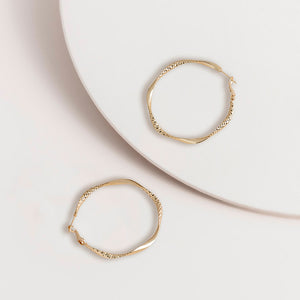 Textured Twist Hoop Earrings in Gold