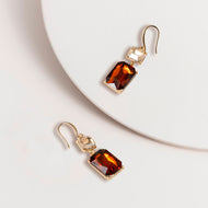 Topaz Glass Gem Drop Hook Earrings