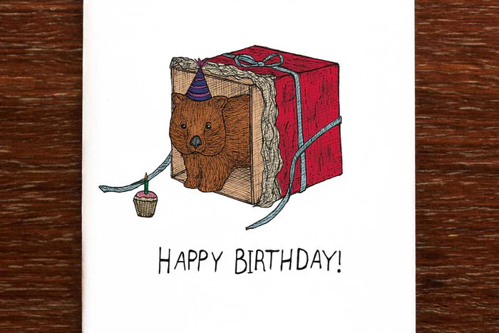 Wombat's Present Australian Birthday Card - THE NONSENSE MAKER