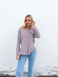 Burgundy Pinstripe Shirt