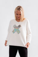 Cross Sequins Knit - White