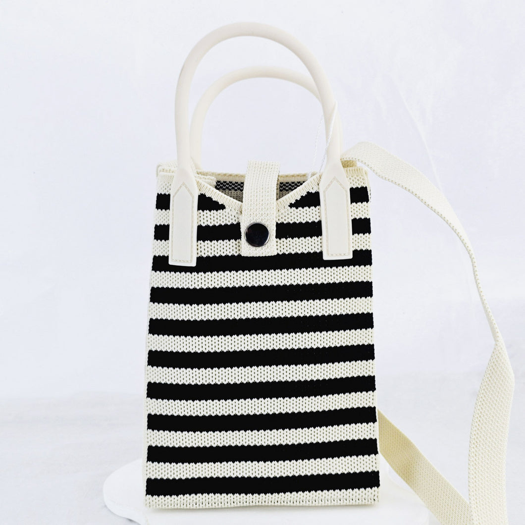 Crossbody Phone Bag - Black Stripe Horizontal