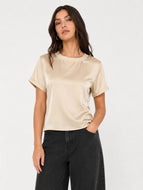 Cream Satin T Shirt