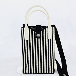 Crossbody Phone Bag - Black Stripe Vertical