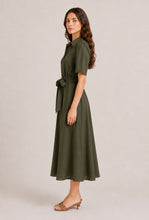 Load image into Gallery viewer, Khaki Tie Waist Midi Dress
