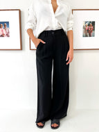 Black Pleat Front Wide Leg Pants