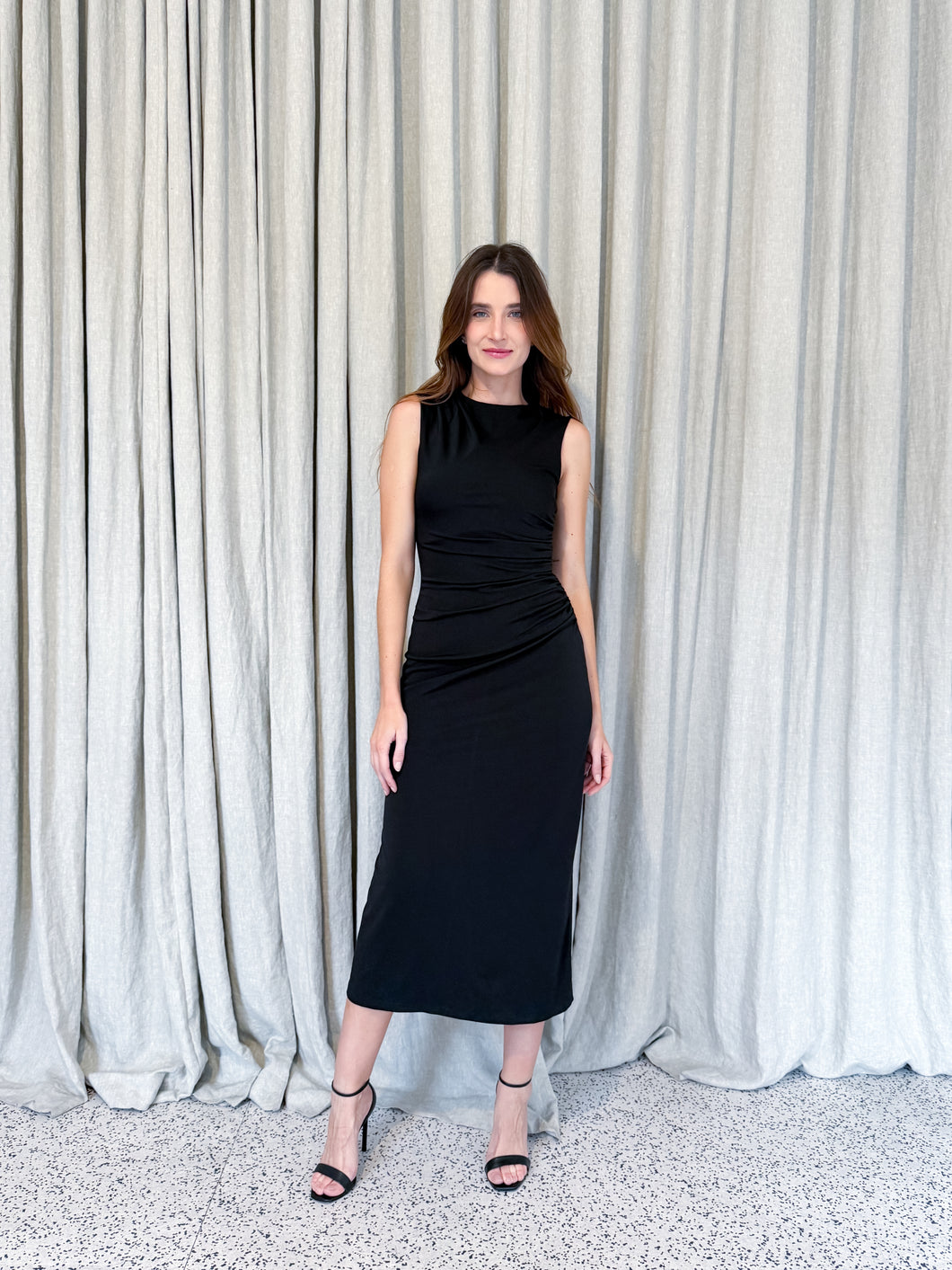 Black Jersey Midi Dress