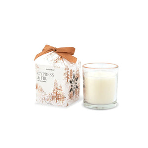 Cypress + Fir Holiday Glass Candles With Ornament Gift Box