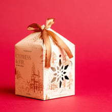 Load image into Gallery viewer, Cypress + Fir Holiday Glass Candles With Ornament Gift Box
