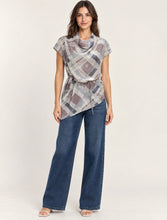 Load image into Gallery viewer, Grey Check Cowl Neck Tunic
