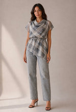 Load image into Gallery viewer, Grey Check Cowl Neck Tunic
