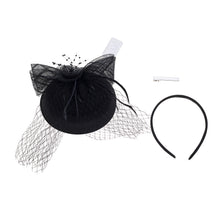 Load image into Gallery viewer, Black Fascinator with Organza Bow
